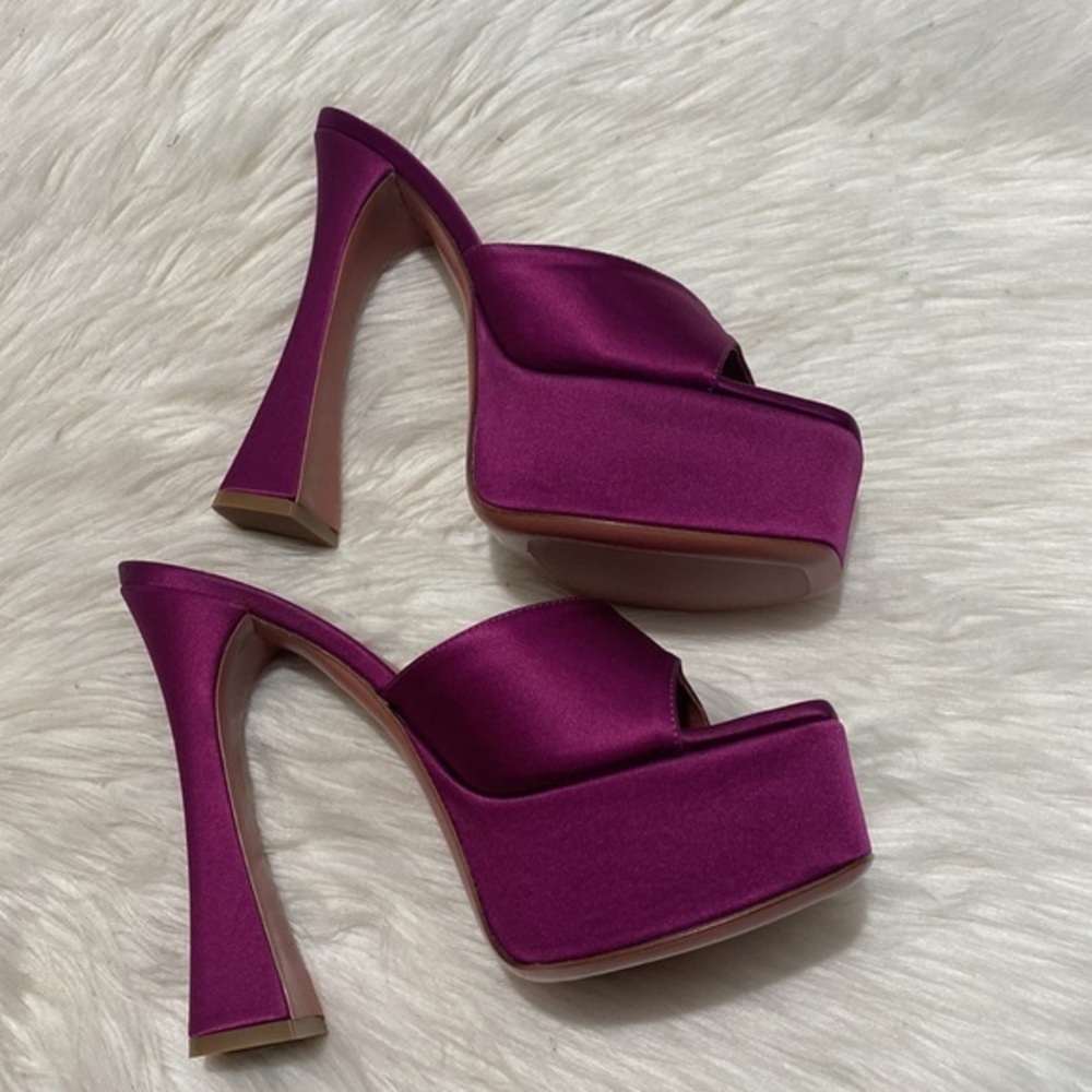 Amina Muaddi‎ Dalida silk satin platform sandal size 36EU - Picture 9 of 12